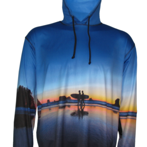 two surfers sun protection graphic hoodie for beach wear, upf 50 sun protection