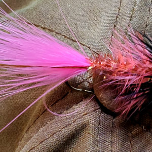 Pink Black Flash Bugger size 4 Predator fly