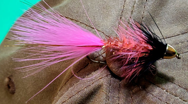 Pink Black Flash Bugger size 4 Predator fly
