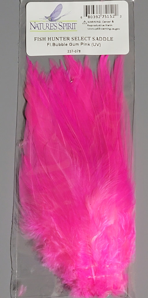 Fish Hunter Florescent Bubble Gum Pink UV Saddle Hackle is the Predator tie a fly and fish it, To your Success.