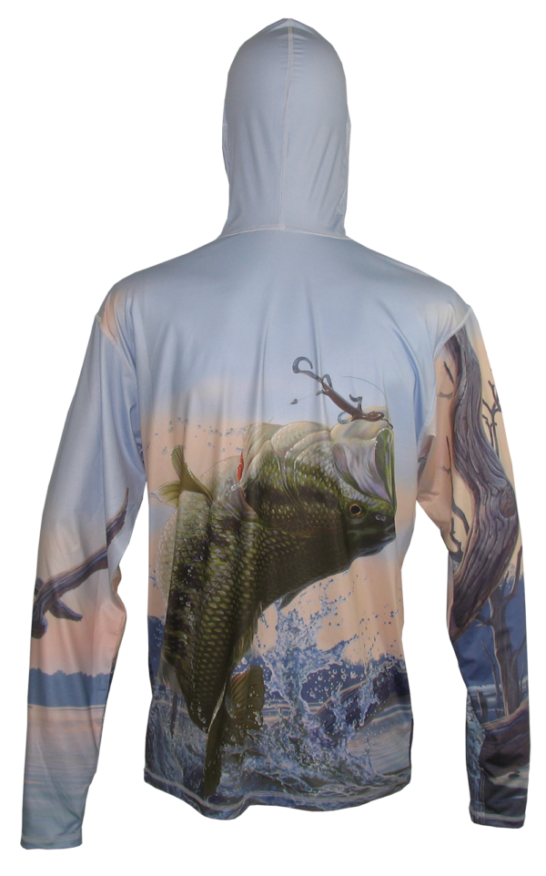 Fishing Hoodie Bass back saltwater on the fly