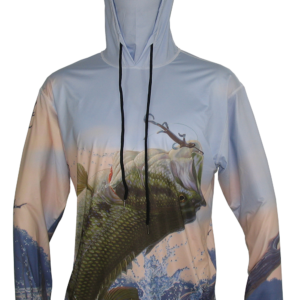 Fishing Hoodie Bass front saltwater on the fly