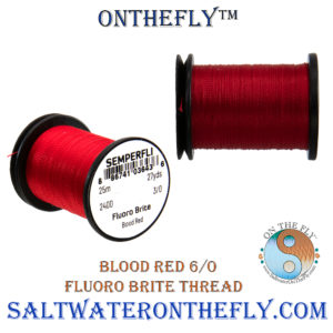 Blood Red Fluoro Brite Thread for a Great Head or Butt Saltwater on the Fly great fly tying materials