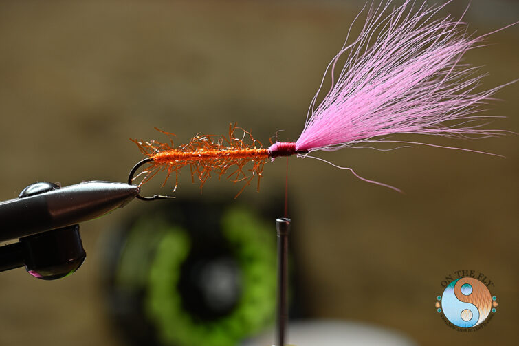 Next tie in the Fluorescent Pink Bucktail 