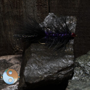 Red Cone Black Purple Flash Wooly Bugger Great Lake Pattern Red Cone Black Purple Flash Wooly Bugger on a Dai Riki #1 4XL Hook with long Purple Chenille Saltwater on the fly