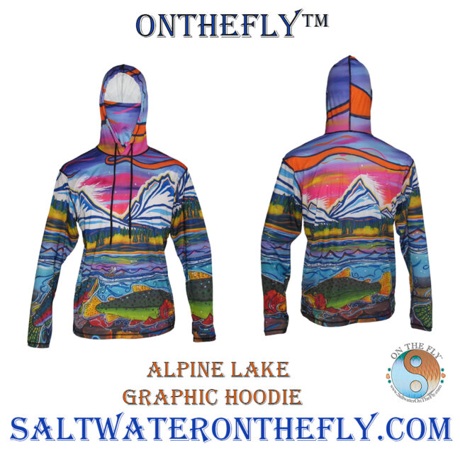 Sun Protective light weight graphic hoodie Alpine Lake 