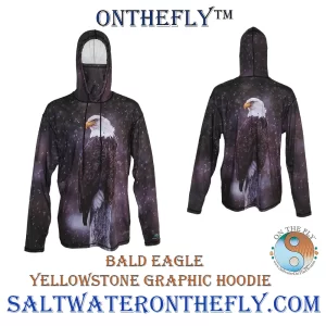 Yellowstone National Park Graphic Hoodie Bald Eagle on Saltwater on the fly