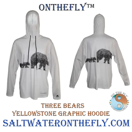 Yellowstone Park Black Bears on this Yellowstone Park Three Bears Wildlife Graphic Hoodie  Great hiking hoodie delivering a UPF-50 Sun Protection on the trail, town or river.