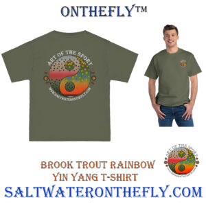 Brook Trout Rainbow Yin Yang Graphic T-Shirt Green