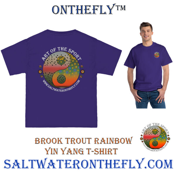 Brook Trout Rainbow Yin Yang Graphic T-Shirt Purple
