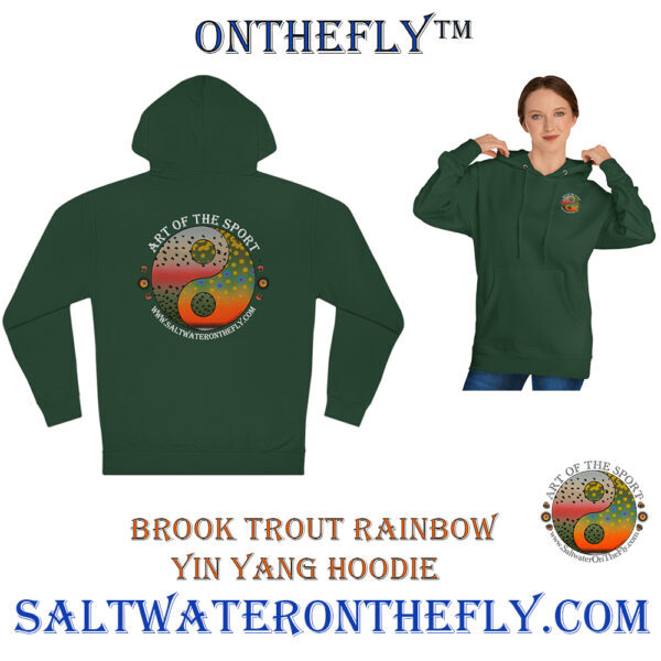 Brook Trout Rainbow Yin Yang Hoodie Green