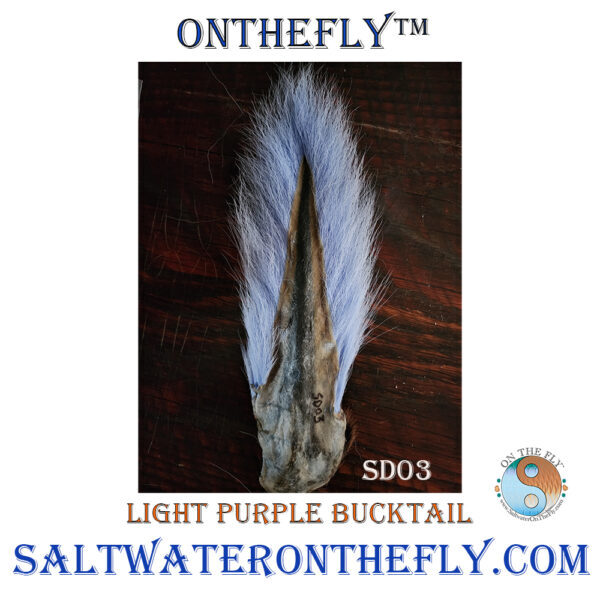 Light Purple Bucktail 03 Bucktails are numbered so you know which one you are getting.  Hair Length on all are 4" at the base to 2.5" on the tips on average.