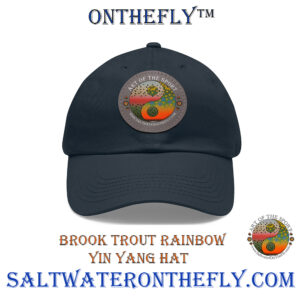 Navy Brook Trout Rainbow Yin Yang hat grey leather patch
