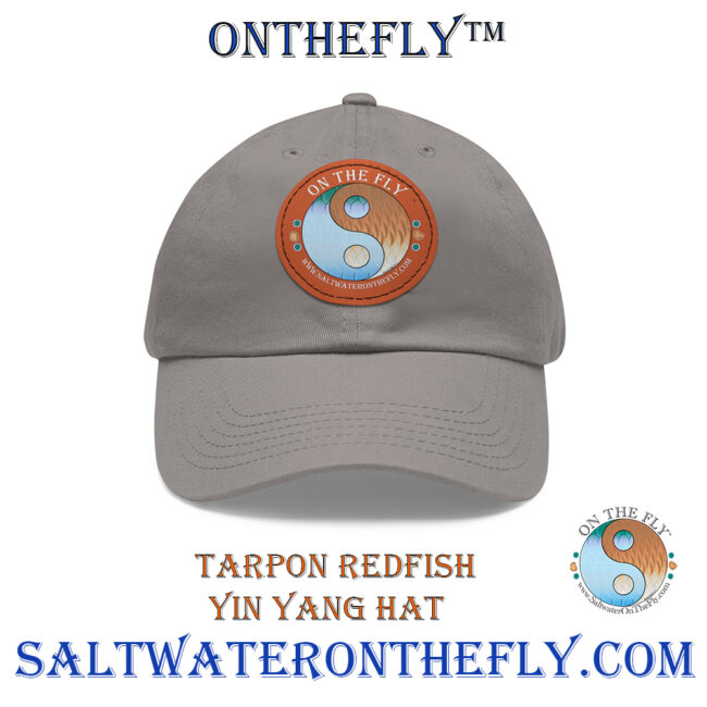 Tarpon Redfish Yin Yang On the Fly Hat Grey with Brown Patch on Saltwater on the Fly