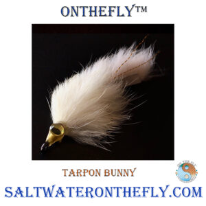 Gold Pearl Flesh Tarpon Bunny American Tied Flesh bunny straight and cross cut gold pearl flash Cream bunny on a Size 2 Saltwater hook. 