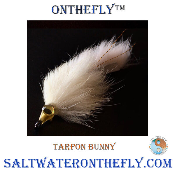 Gold Pearl Flesh Tarpon Bunny American Tied Flesh bunny straight and cross cut gold pearl flash Cream bunny on a Size 2 Saltwater hook. 