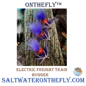 Electric Freight Train Bugger Is on fire with attention on the swing. Enhancing the catch rate annoying the angler next to you. Be that Fly Fisherperson make the river ours.