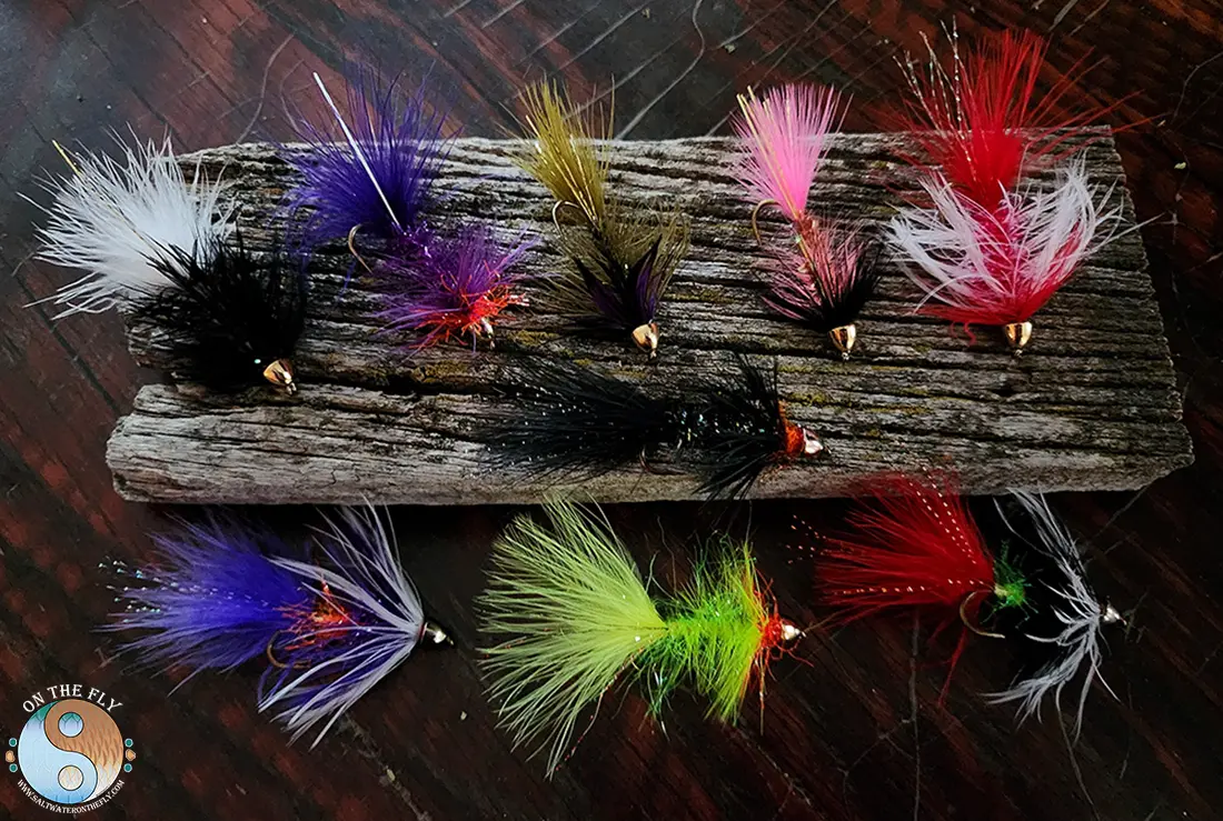 Streamers for Texas bass and trout on the fly, woolly buggers, clouser minnows, flushner minnows, baitfish