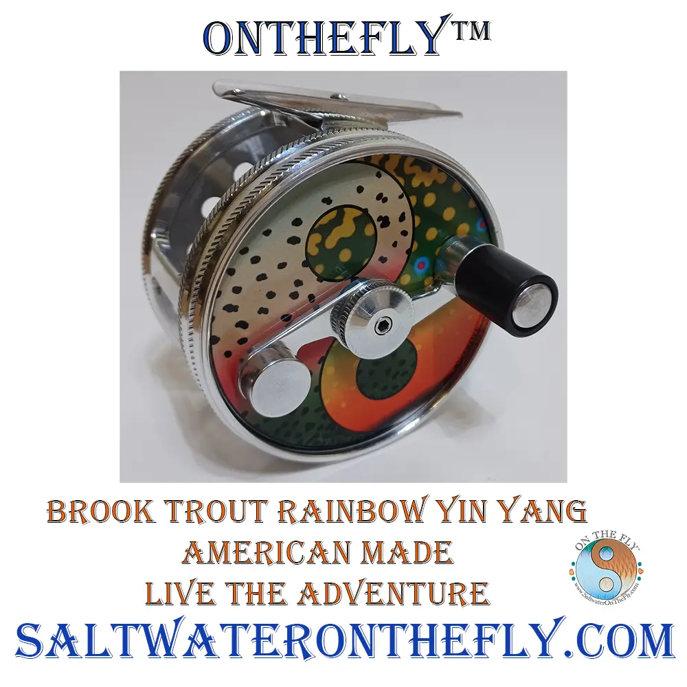 American Made Spey Fly Reel, Silver, Rainbow Brook Yin Yang design