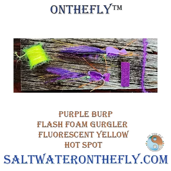 Purple Burp Flash foam gurgler fluorescent yellow hot spot