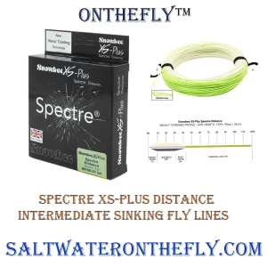 Spectre XS-Plus Distance Intermediate Sinking Fly Lines sink at a rate of 2 ips. Spectre distance lines are 30 feet longer that traditional fly lines. 