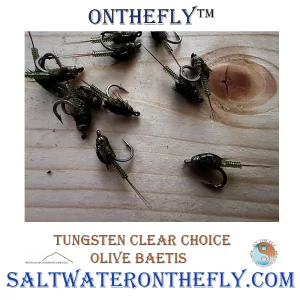 Mayflies Midges Trico trout, Panfish flies Tungsten Clear Choice Baetis nymph Olive