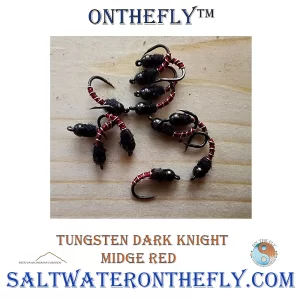 Tungsten Dark Knight Midge Red Stillwater fly fishing, the Tungsten Dark Knight Midge Red is a pattern to have tied on. 