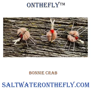 Tan White Bonnie Crab has red hot spot tied in a size 2. Redfish love this fly. Heading to the marsh grass, make sure to have a few in the box.