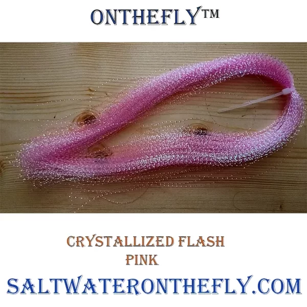 Crystallized Flash Pink great ribbing on mayflies, caddis, euro-nymphs. Baitfish lateral lines. Steelhead and Trout Intruders.