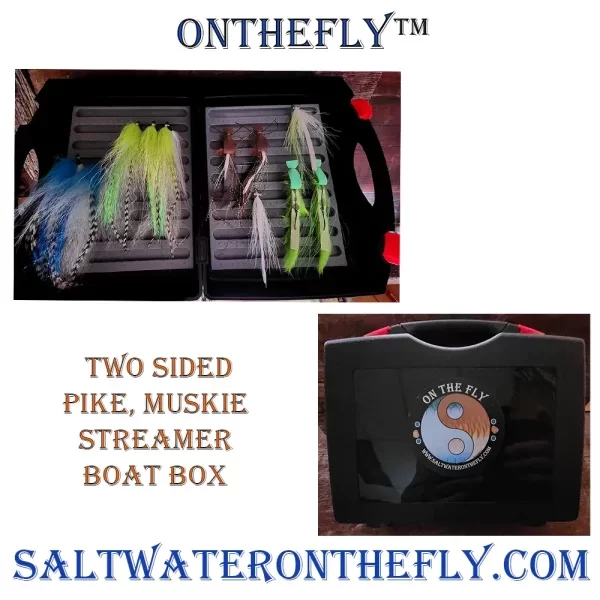 Double sided, self healing silicone inserts hold flies in place. Streamer Saltwater Fly Box is the idea traveling boat box out hunting predators on the fly.