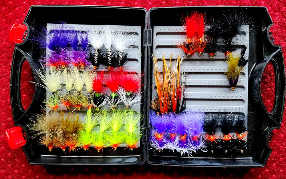Woolly Buggers and other streamers in an American Made Double sided streamer fly box Saltwater on the Fly