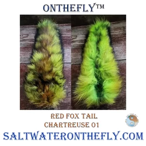 Red Fox Tail Dyed Chartreuse fly tying materials Saltwater on the Fly