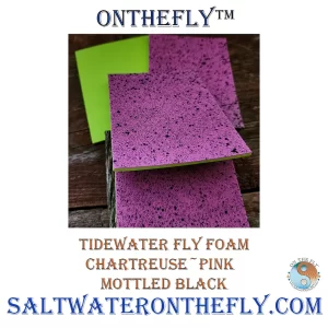 Tidewater Fly Foam Chartreuse-Pink Mottled Black fly tying materials North Coast Fly Company