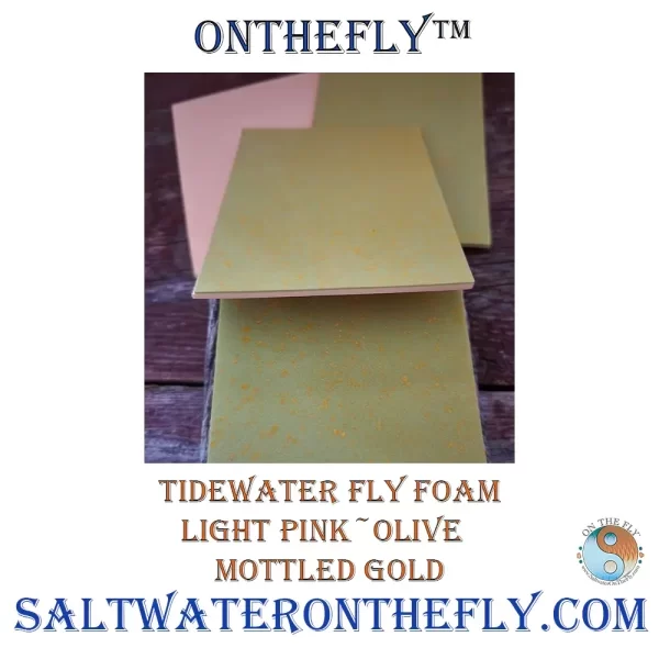 Tidewater Fly Foam Light Pink-Olive Mottled Gold fly tying materials North Coast Fly Company