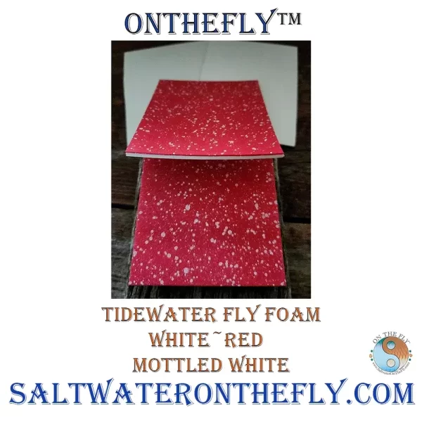 Tidewater Fly Foam White-Red Mottled White fly tying materials saltwater on the fly.
