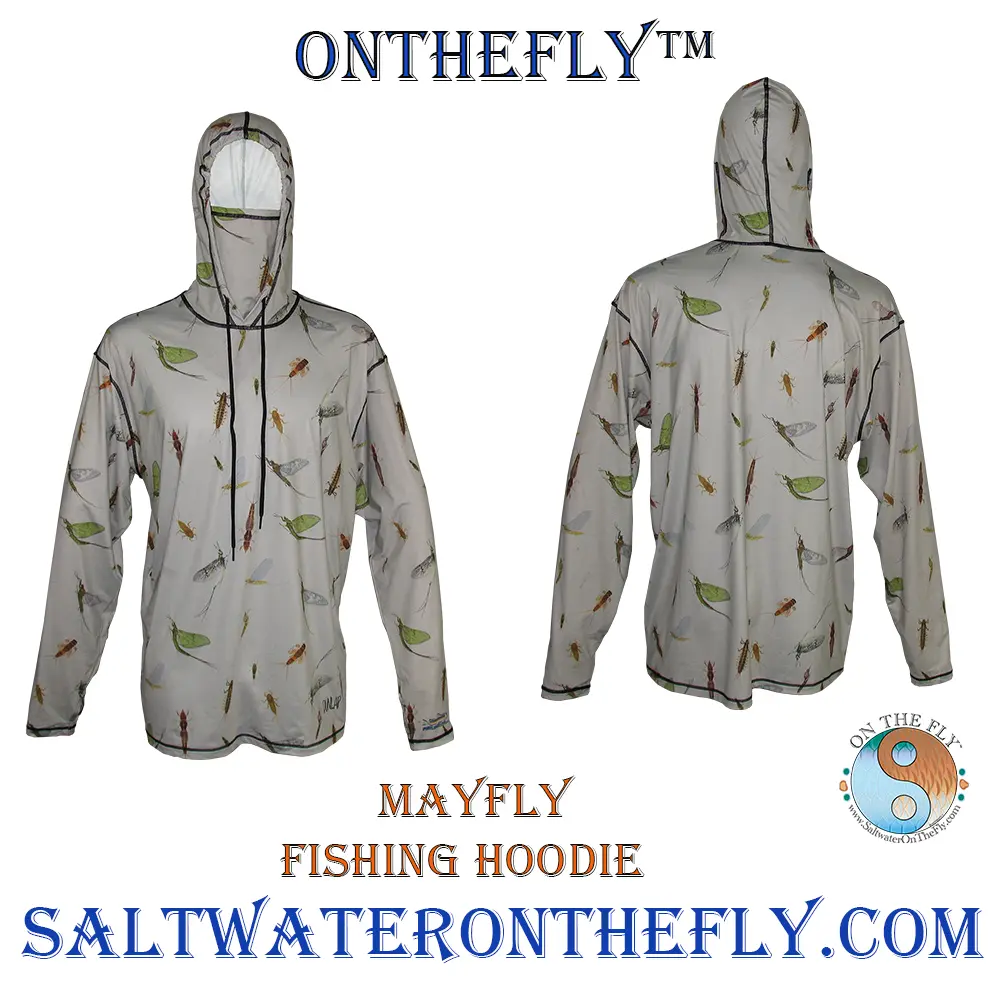 Graphic hoodie of a Mayflies, Saltwater on the fly