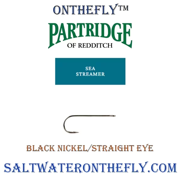 Sea Streamer Partridge Hooks CS51/SEBlack-Nickel / Straight-Eye. Saltwater on the Fly.