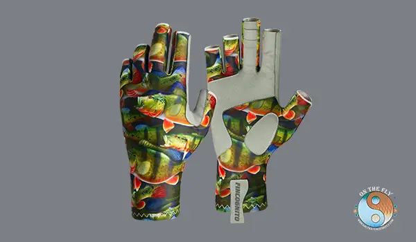 Graphic Peacock Bass Gloves, Finger Stripping Guard 