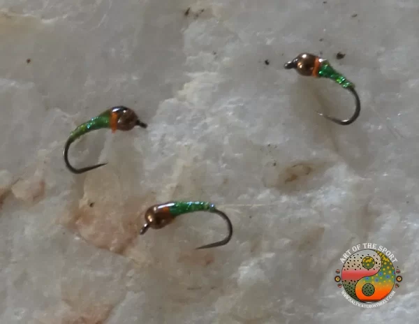 Orange-Green Pearl Flash Perdigon-Saltwater on the Fly