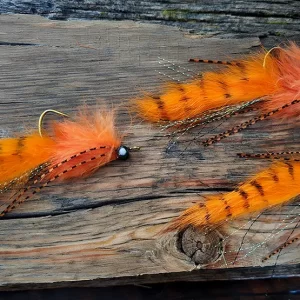 Crawfish Orange Bunny Leech Pike to Brown Trout With a few bass reaching the net as well.