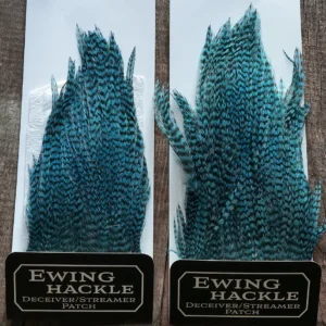 Blue Silver Doctor Grizzly Deceiver Streamer Patch Ewing Fly Tying Feathers, Saltwater on the Fly.
