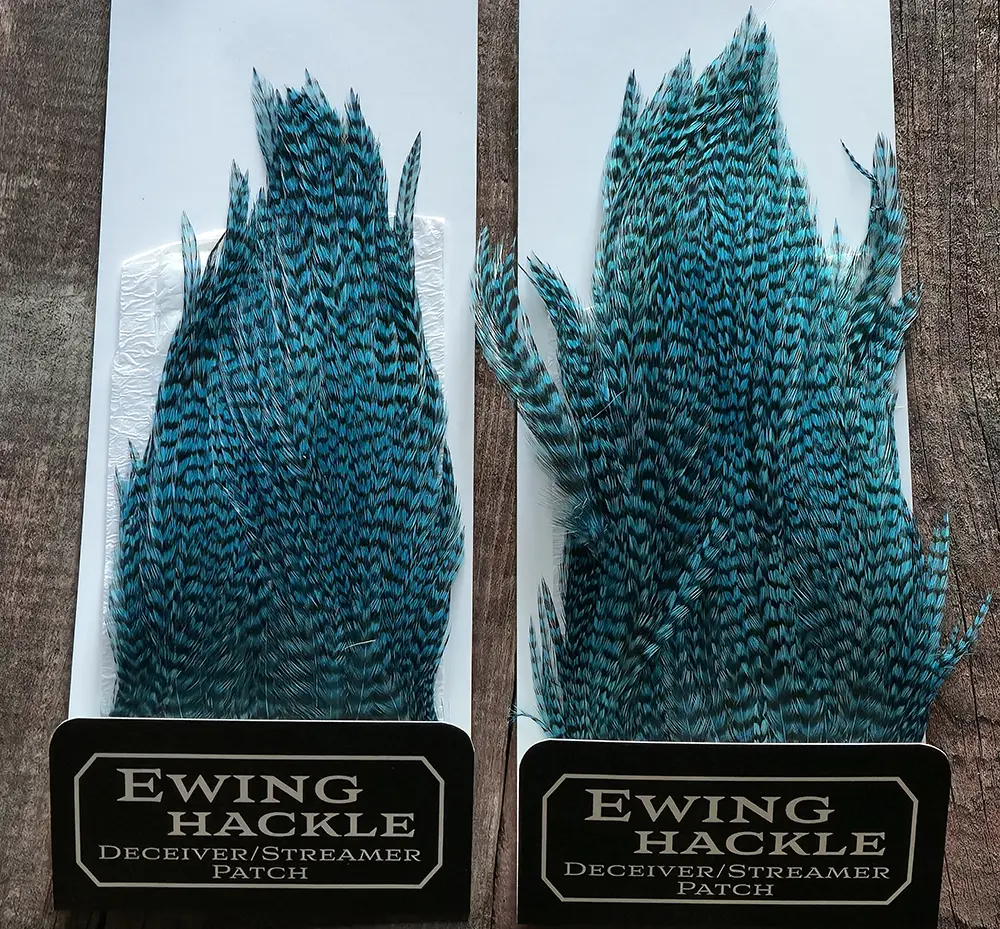 Blue Silver Doctor Grizzly Deceiver Streamer Patch Ewing Fly Tying Feathers, Saltwater on the Fly.