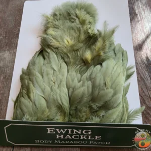 Dark Olive Chickabou-Marabou Patch Ewing Fly Tying Hackle, Saltwater on the Fly.