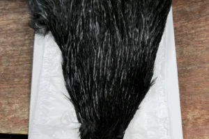 Ewing Hackle Grizzly Hen Cape Black 1. 3 Ewing Hackle Black Grizzly Hen Cape, Saltwater on the Fly.