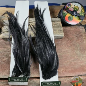 Ewing Hackle Black Schlappen, Saltwater on the fly.