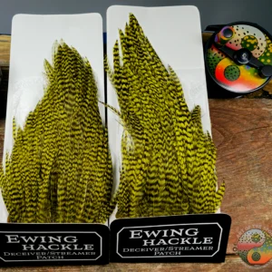 Ewing Hackle Olive Grizzly Deceiver Patch, Saltwater on the fly.