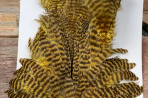 Golden Olive Grizzly Chickaboo Body Marabou Patch 1. 3 Golden Olive Grizzly Chickaboo Body Marabou Patch, Saltwater on the Fly