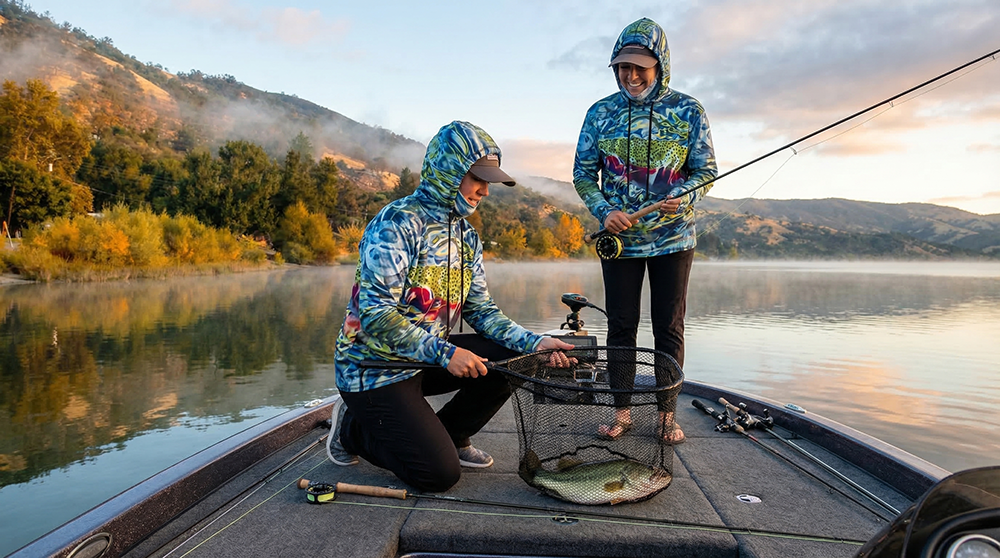 Fly Fishing Bass in Clear Lake California.