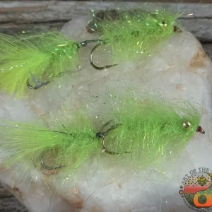 Fluorescent Chartreuse Bush Fur Leech, Saltwater on the Fly.
