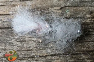 Unicorn White Bush Fur Leech 1. 3 Unicorn White Bush Fur Leech, Saltwater on the fly.